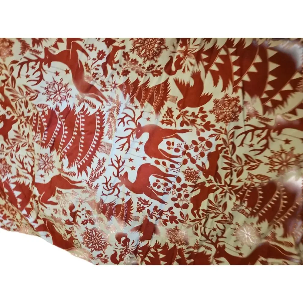 Pottery Barn King Organic Cotton Christmas Duvet Red White Nordic Holiday